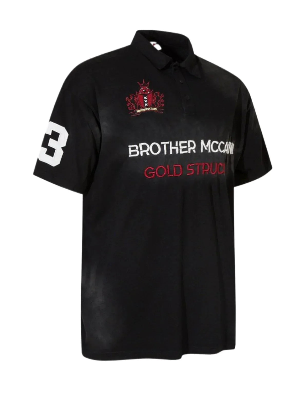 Letter Embroidery Polo Collar Casual Short Sleeve Polo Shirt