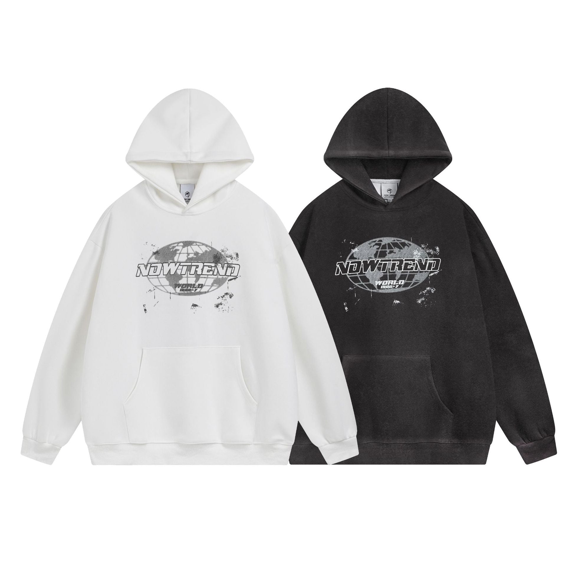 Washed Gradient Letter Print Oversize Pullover Hoodie