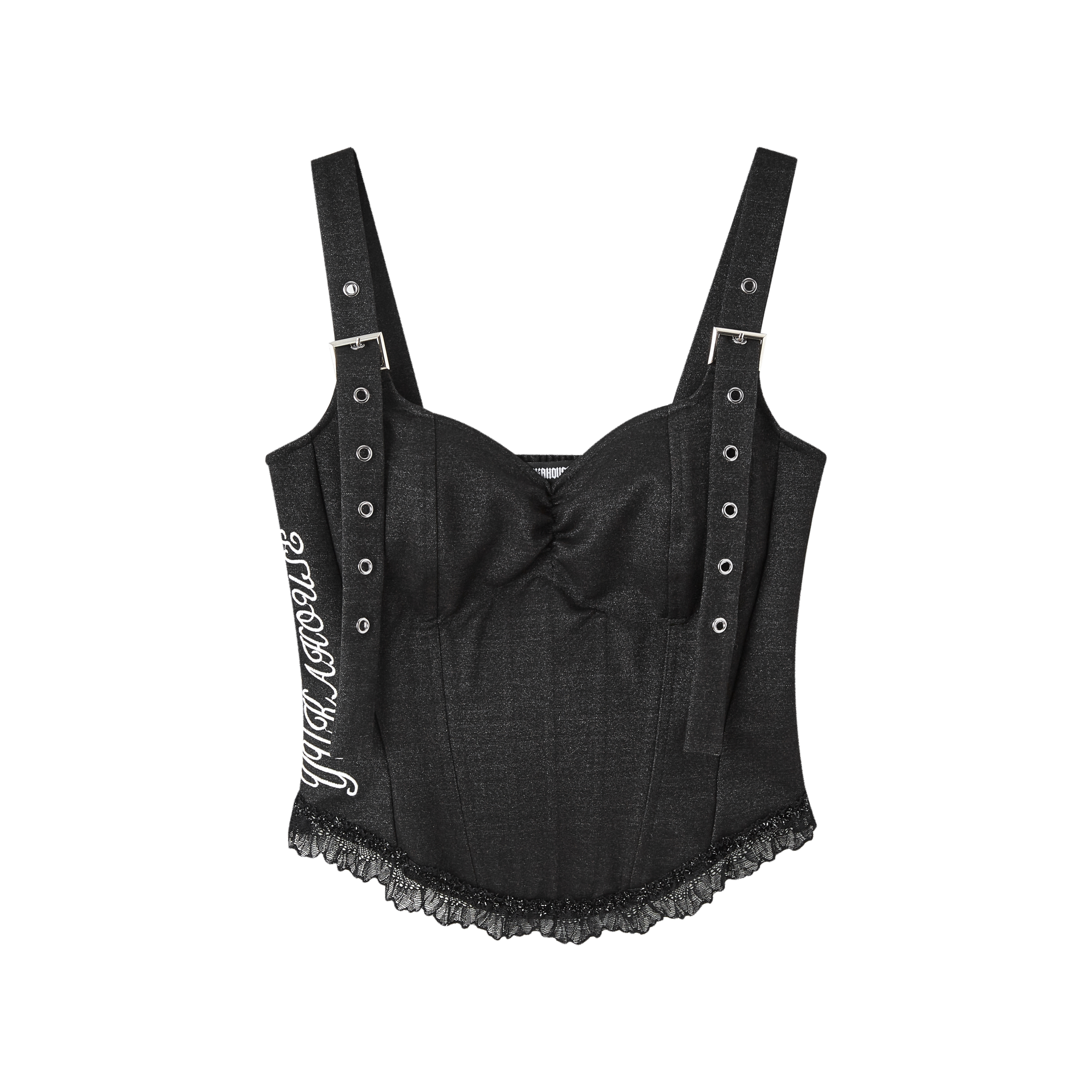 Strap Buckle Lace Corset Top