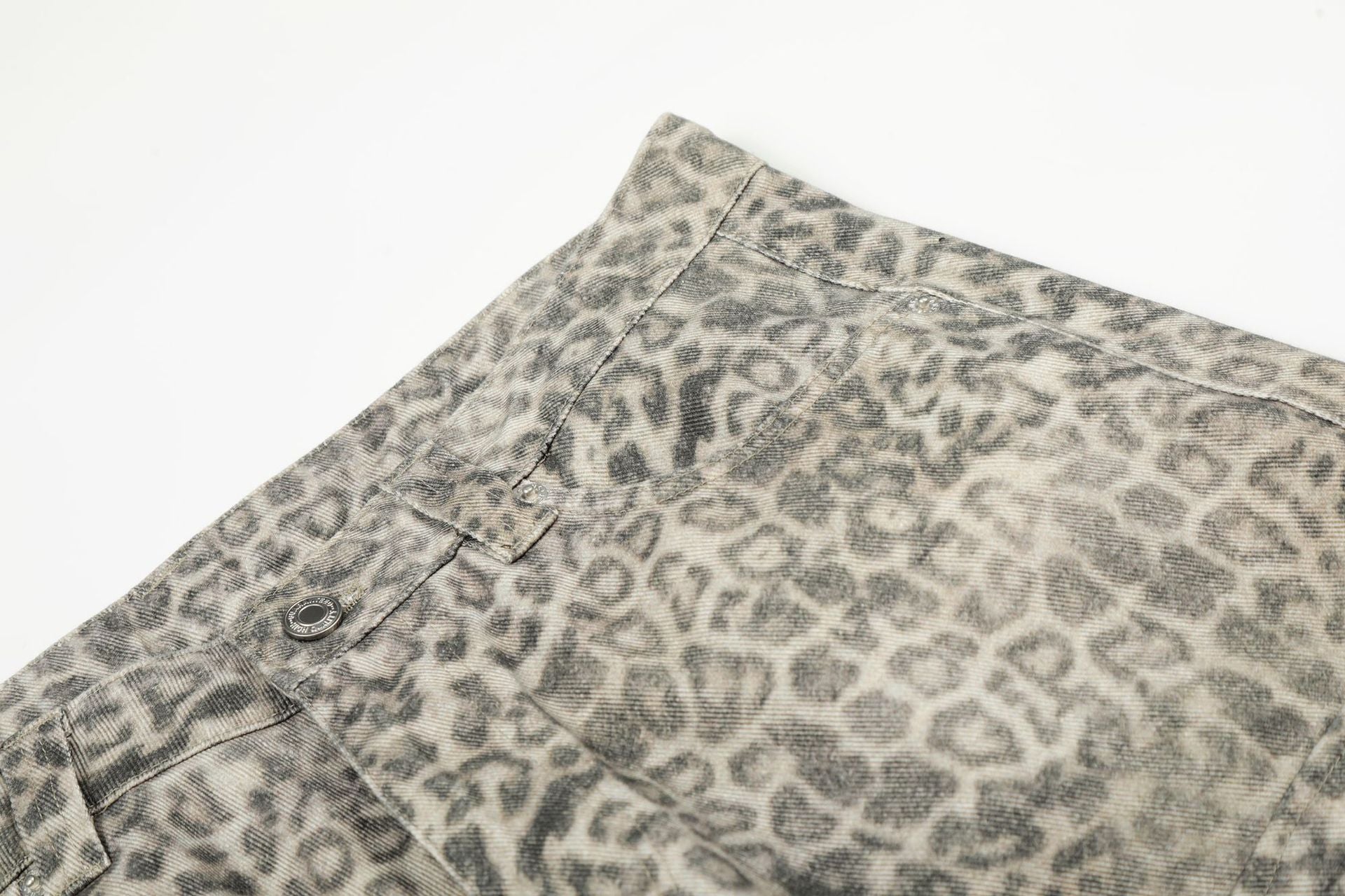 Leopard Multi-Pocket Wide Leg Cargo Pants