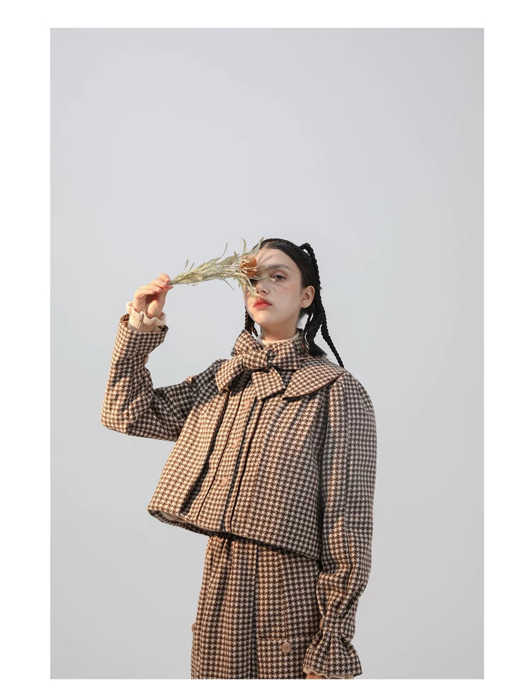 Plaid Wool Candy Sleeve Jacket & Half Skirt Setup