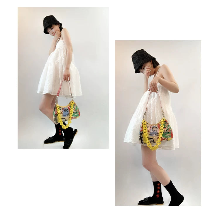 Graphic Design Chain Shoulder Bag