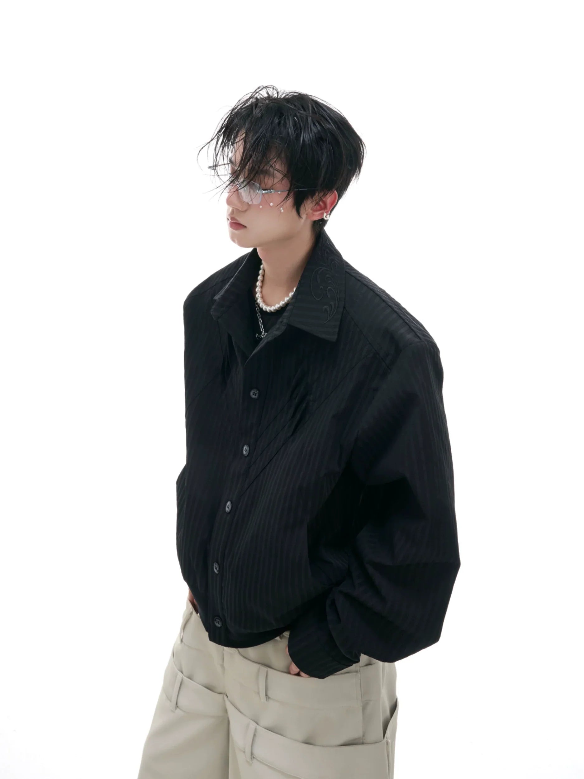 Anti-Wrinkle Embroidery Short Sleeve Shirt Jacket & Long Sleeve Shirt Jacket