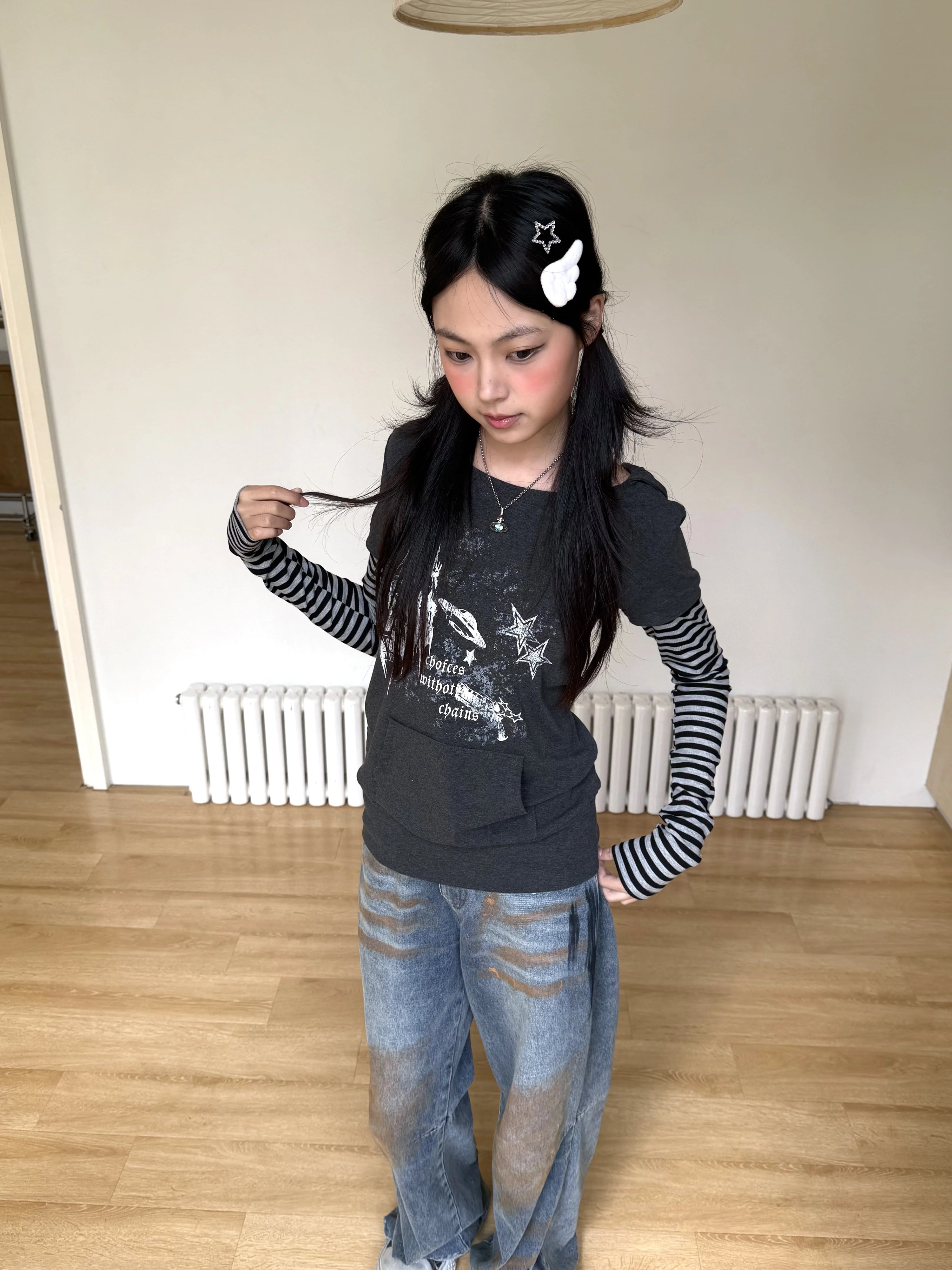 Stripe Patchwork Pullover Hoodie
