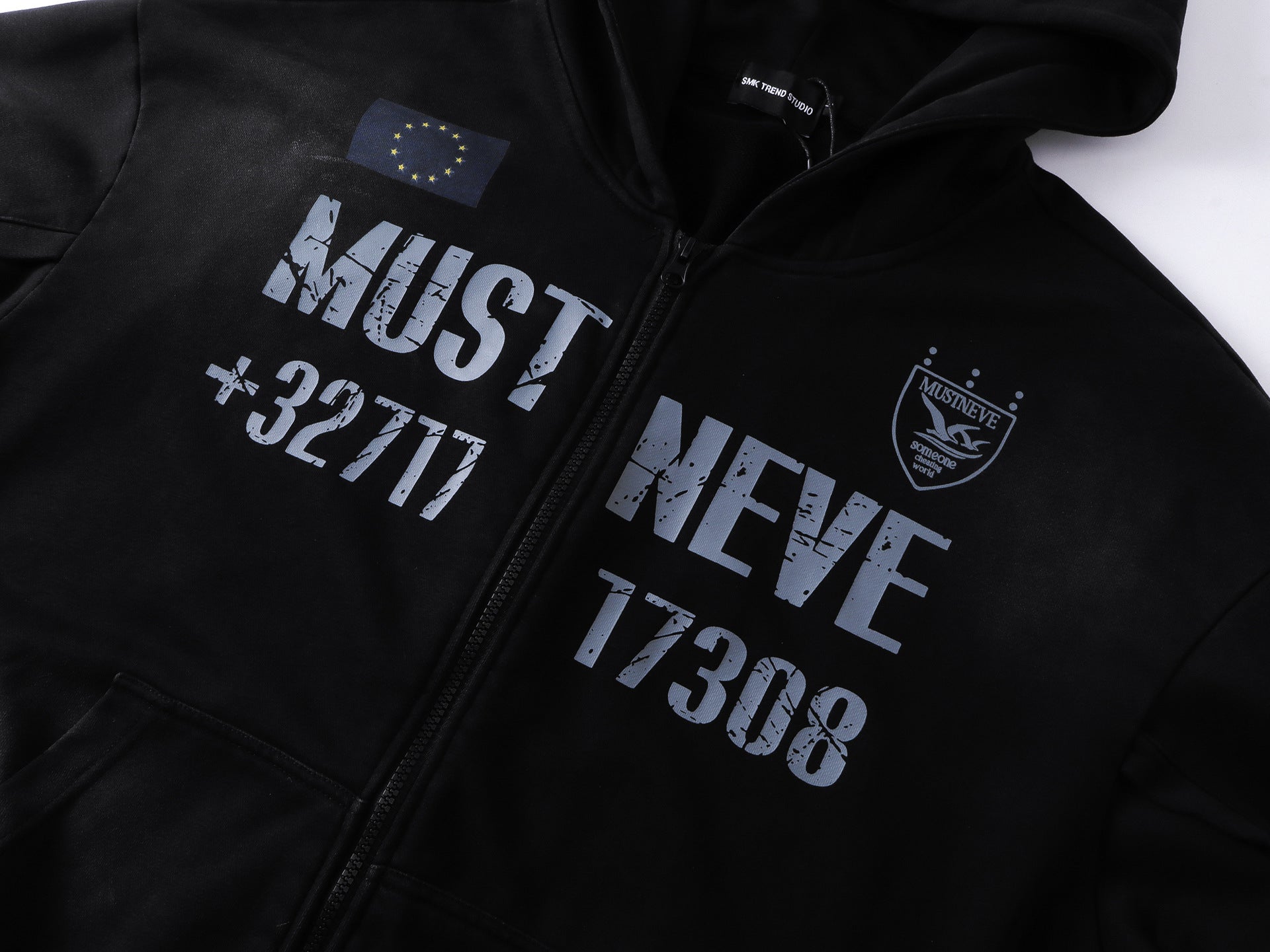Dirty Washed Logo Print Zipper Hoodie & Dirty Washed Sweatpants Setup