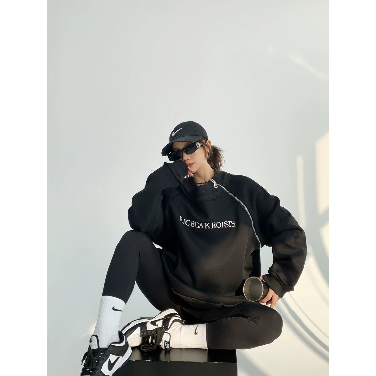 Side Zipper Design Oversized Heavyweight Sweatshirt