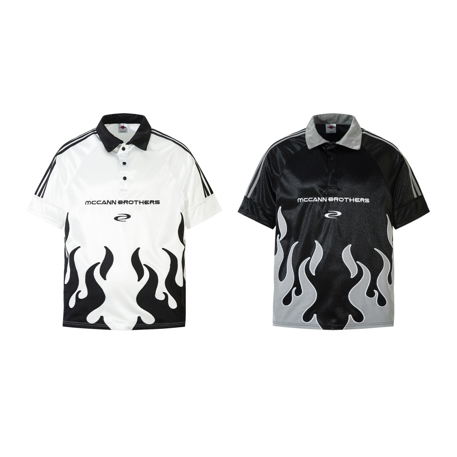 Stripe Flame Print Short Sleeve Shirt