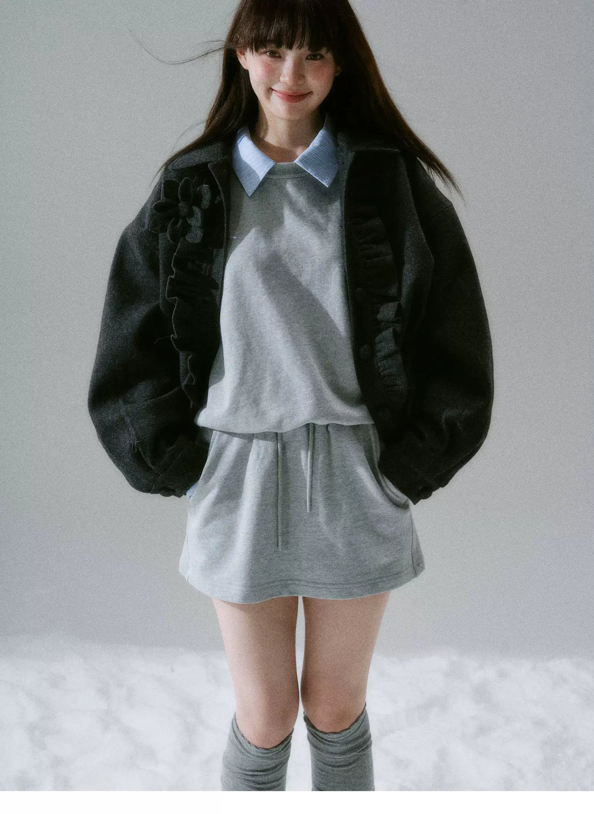 Skin-Friendly Sweatshirt & Short Skirt Setup