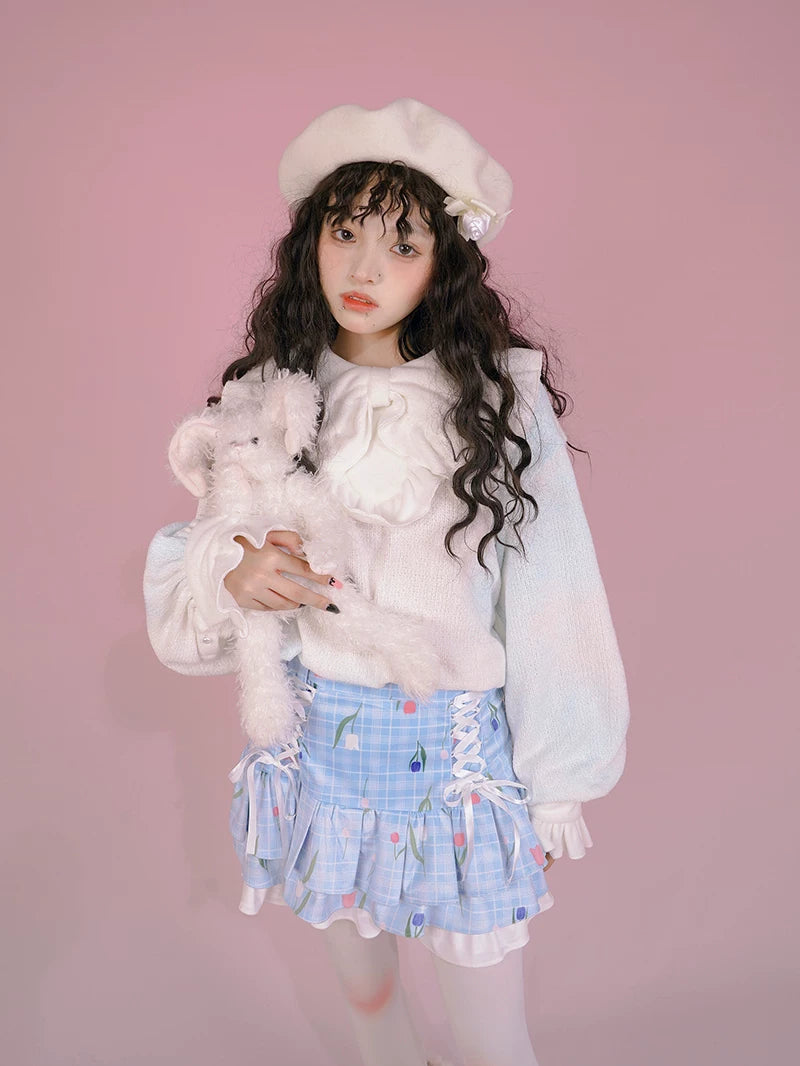 Flower Print Bow Skirt Na8271-K