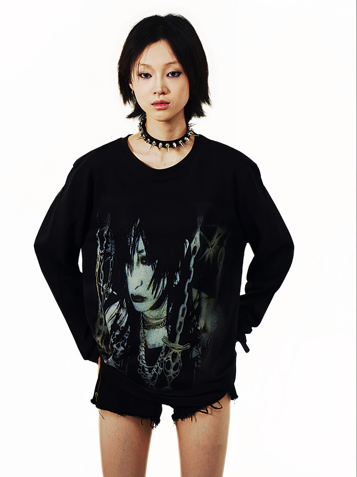 Glam Rock Print Lightweight Long Sleeve T-Shirt