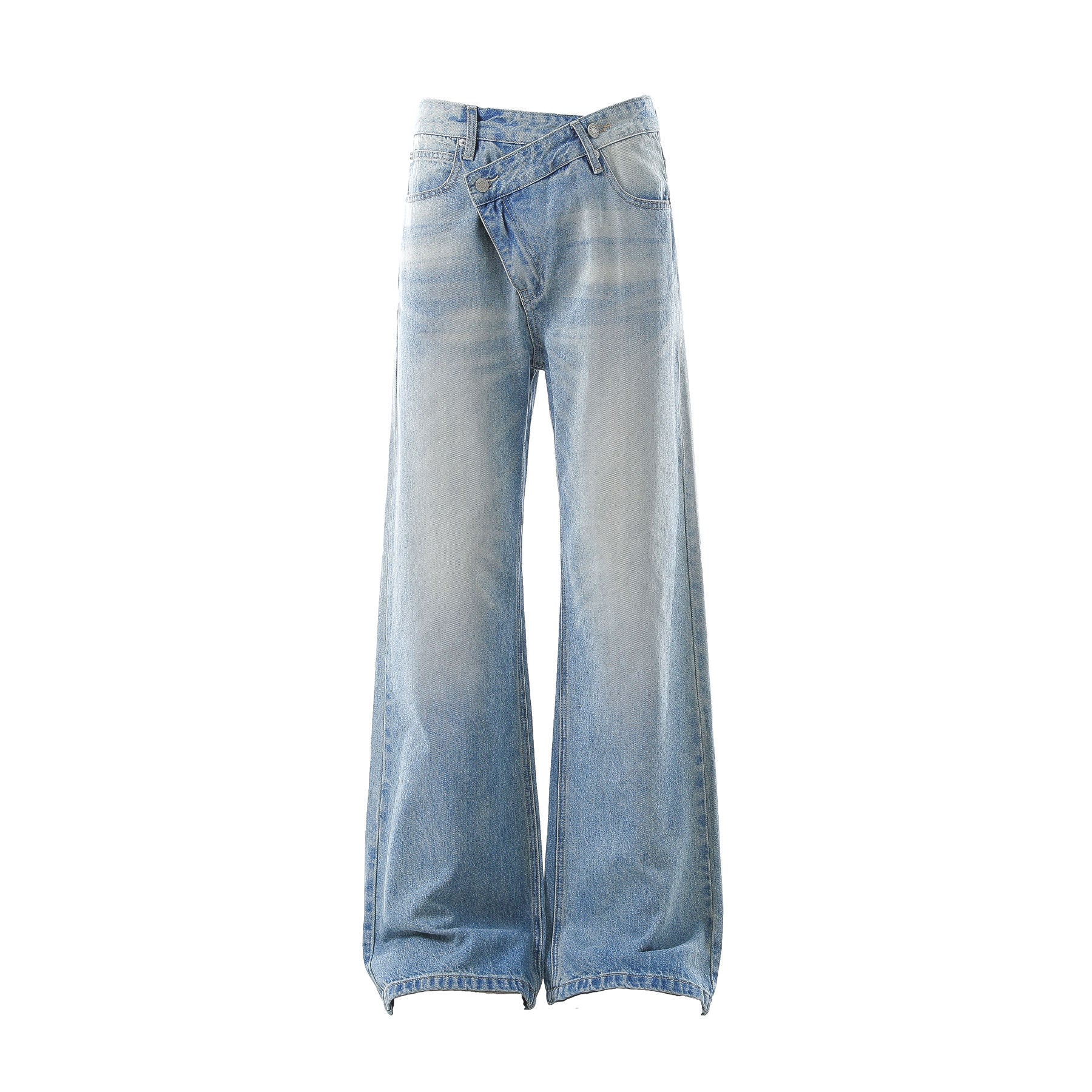 Dirty Washed Irregular Flare Denim Jeans