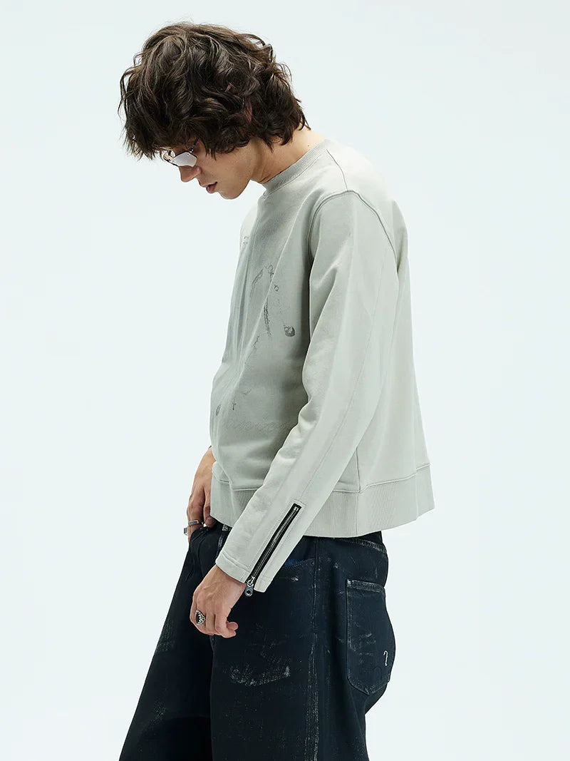 Graffiti Design Round Neck Pullover Sweatshirt