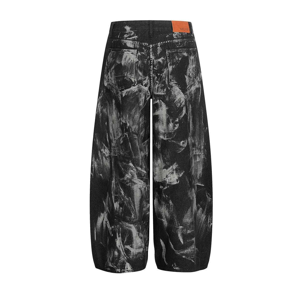 Paint Studs Curved Denim Jeans