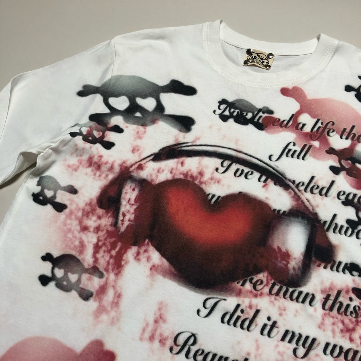 Heart Skull Print Long Sleeve T-Shirt