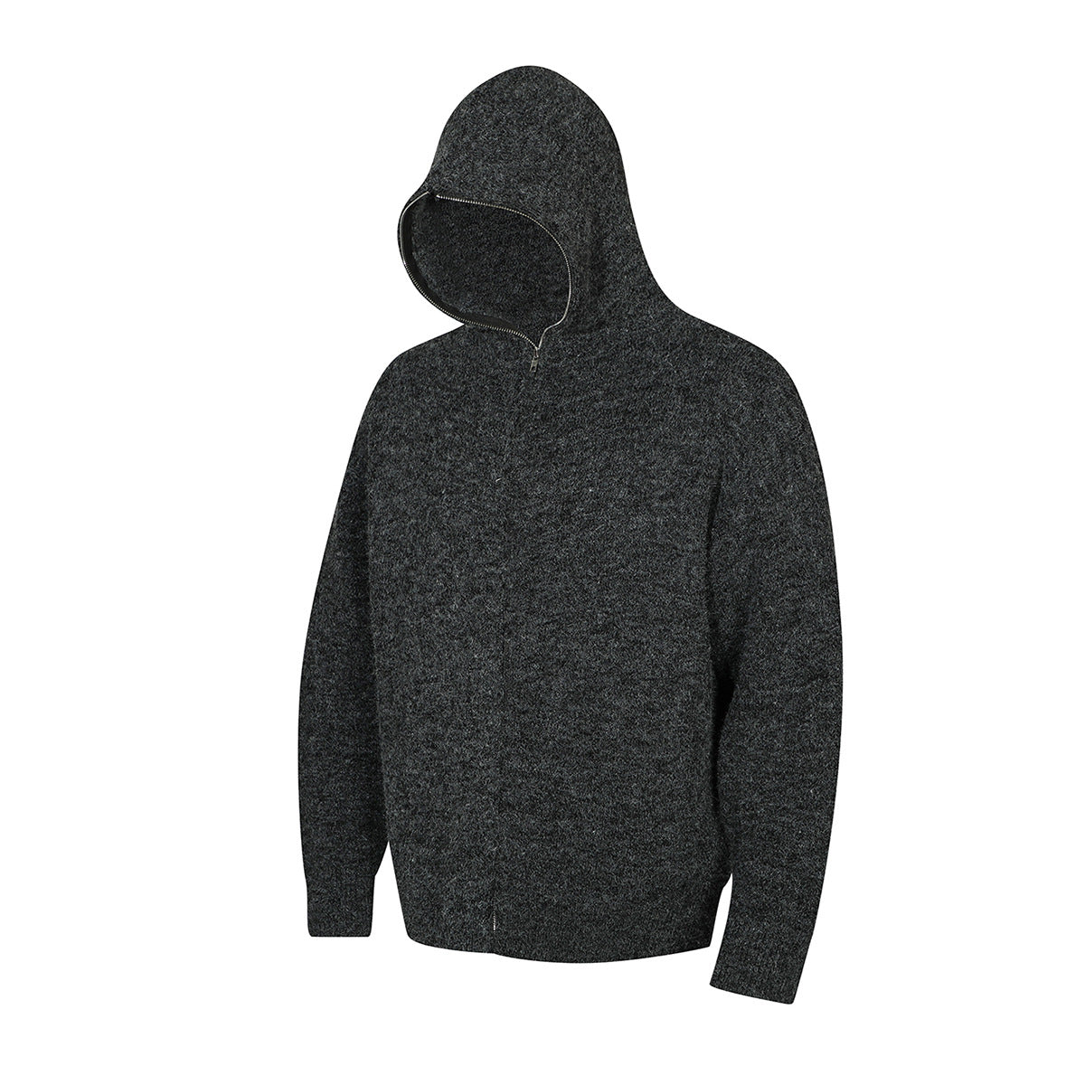 Felpa con cappuccio e cerniera in maglia con fodera in pile