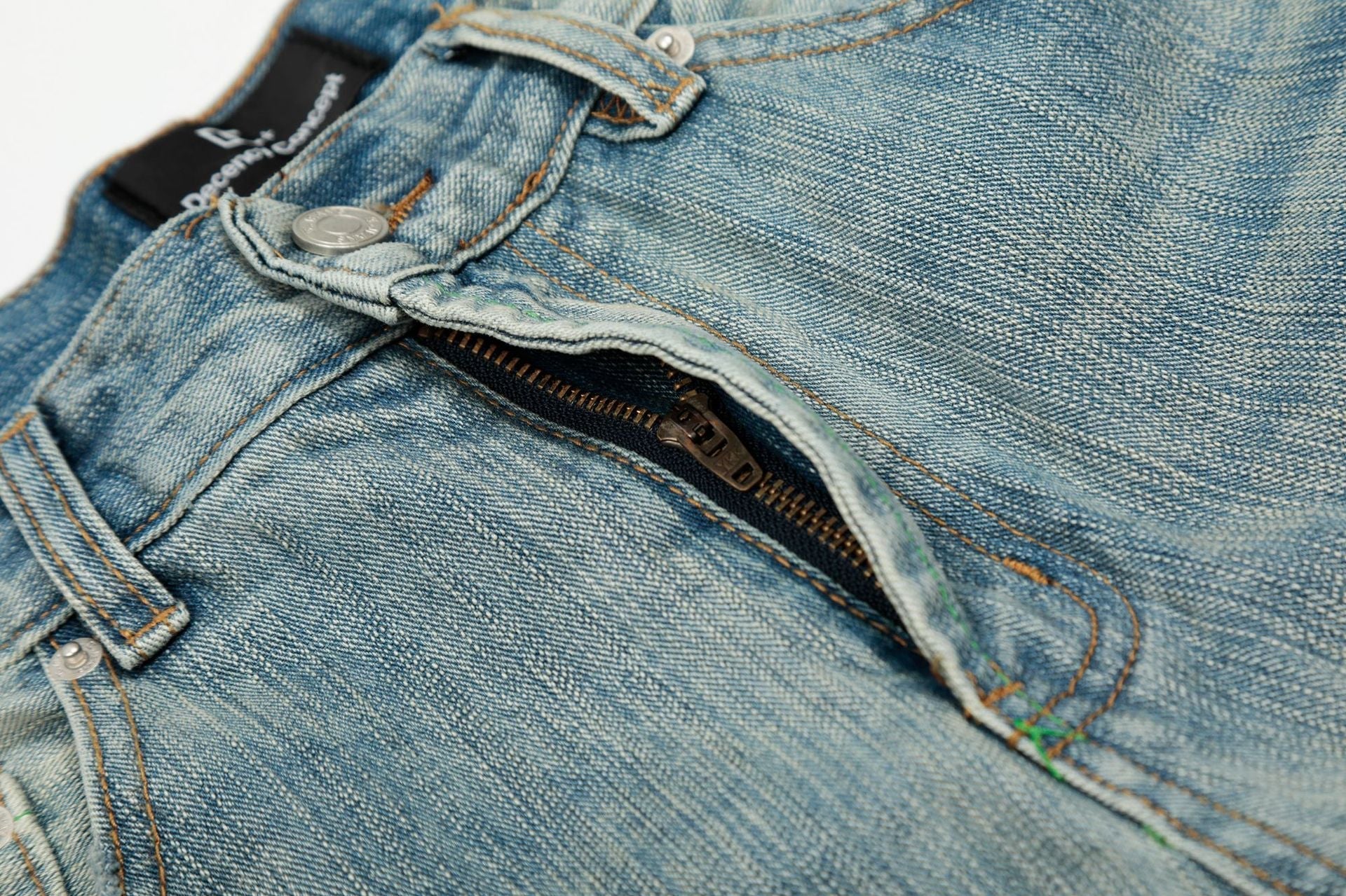 Washed Whisker Wide Leg Denim Jeans