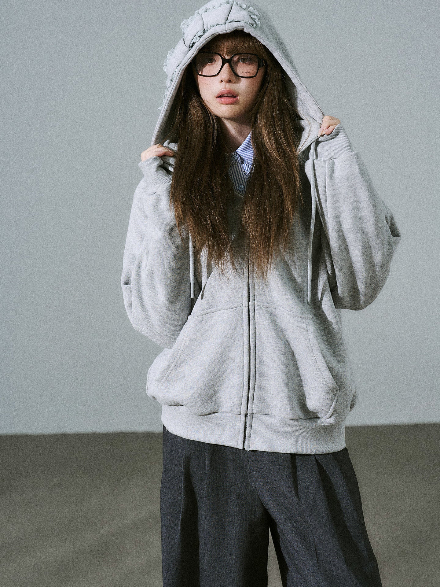 Bow Design Zipper Hoodie