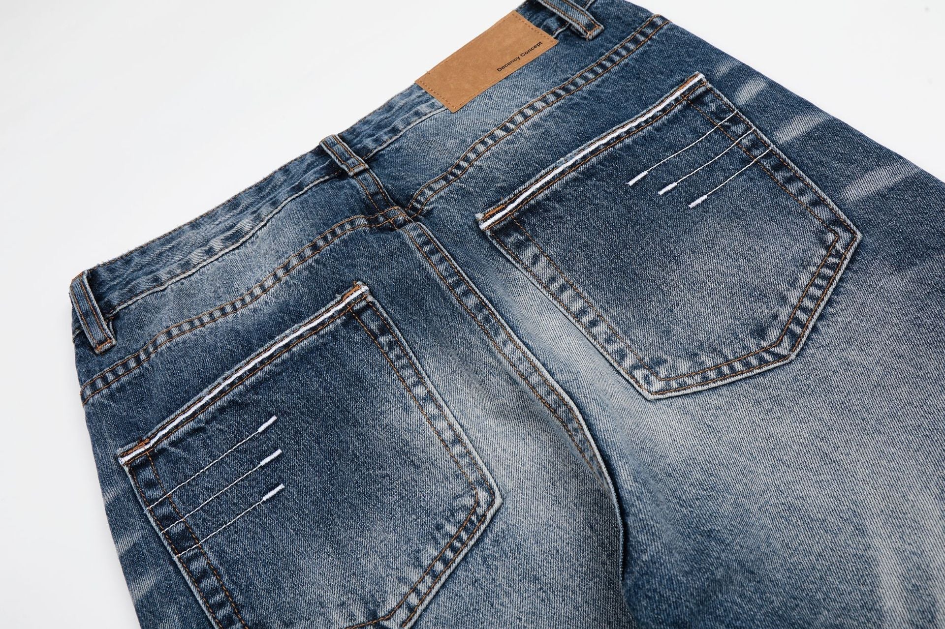 Whisker Washed Flare Denim Jeans