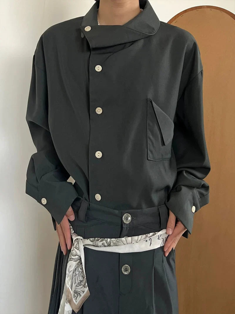 Unique Collar Long Sleeve Shirt