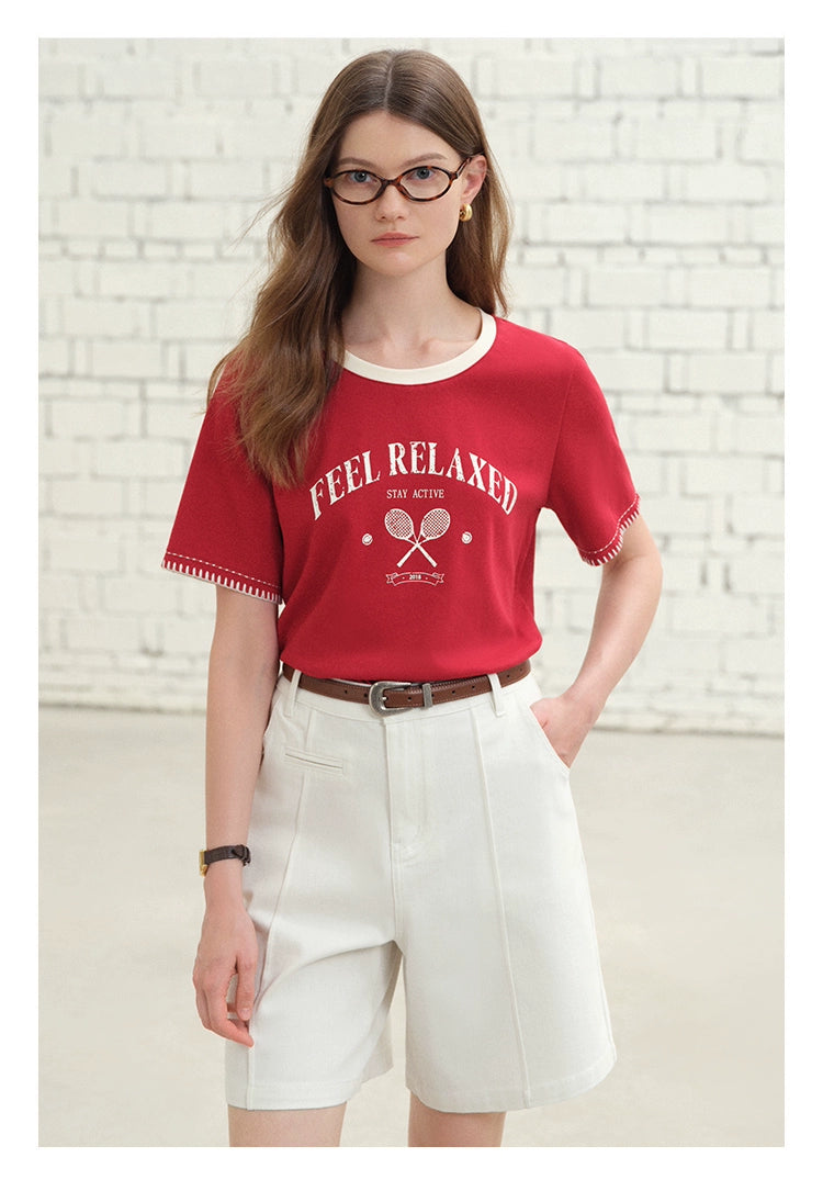 T-shirt cucita a contrasto retrò