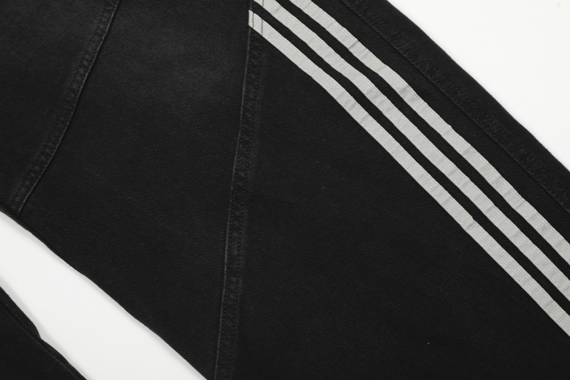 Deconstructed Three-Stripe Curved Wide Leg Denim Jeans