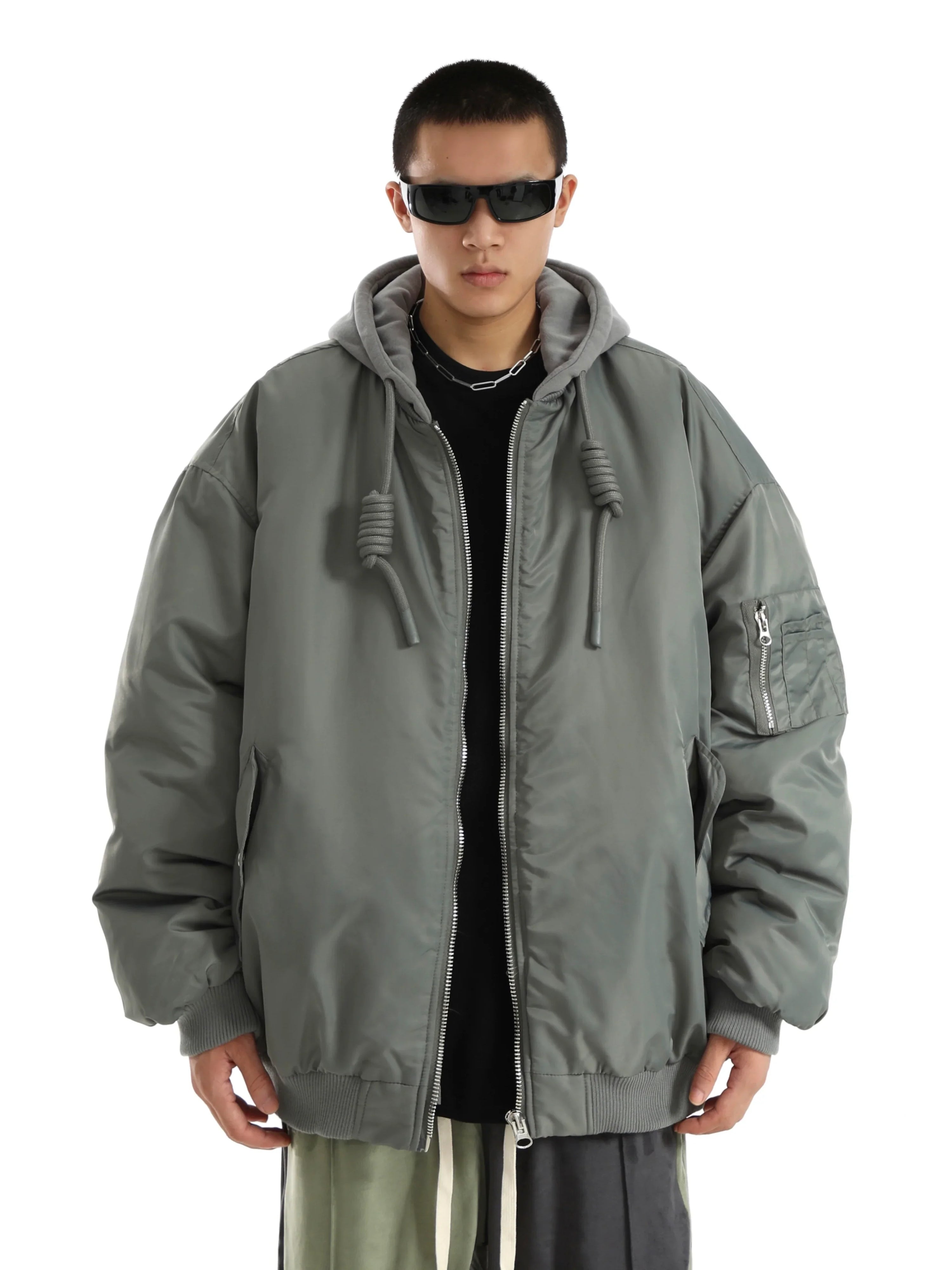 Oversize Zipper Hooded Jacket
