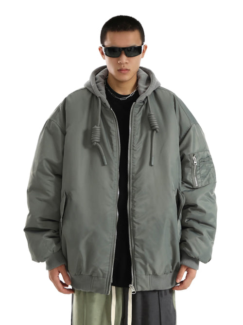 Jaqueta com Capuz e Zíper Oversized - cinza / M