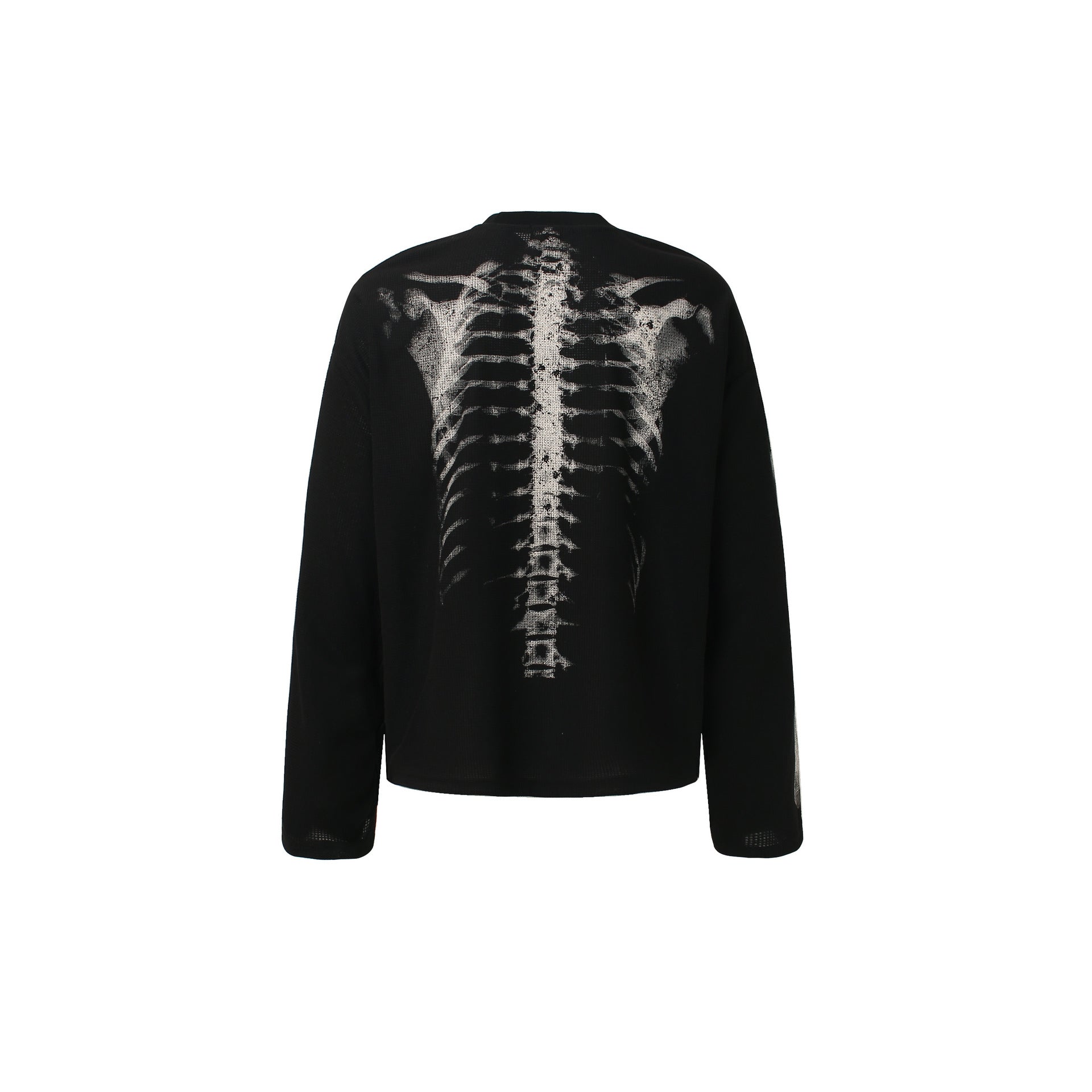 Skeleton Print Waffle Long Sleeve T-Shirt