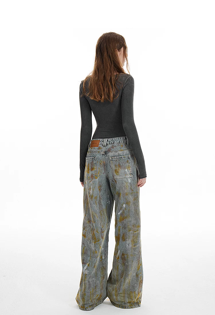 Washed Wide-Leg Denim Jeans