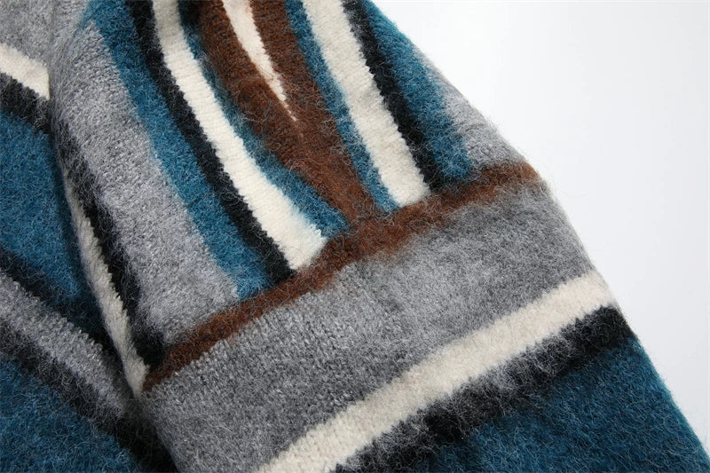 Retro Contrasting Knit Sweater