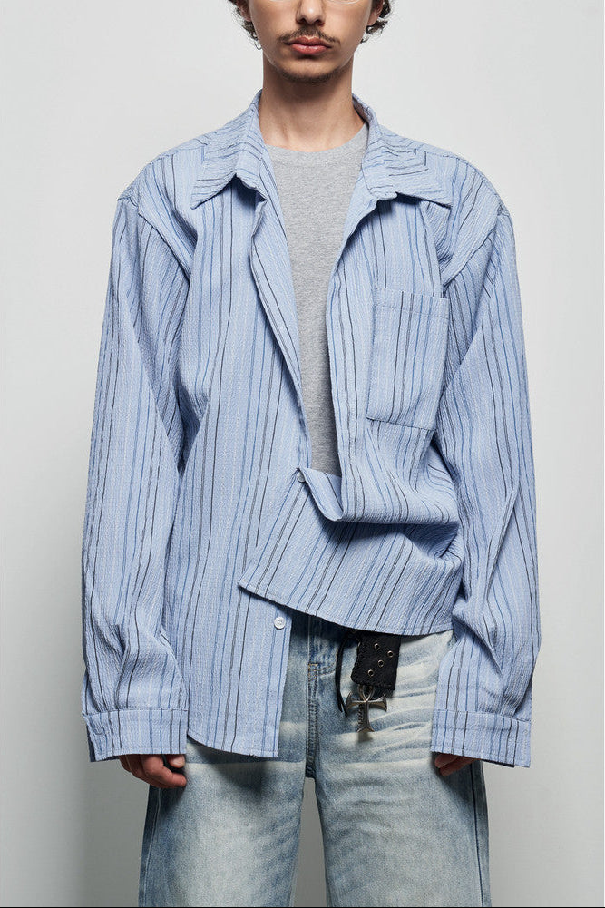 Camicia a maniche lunghe oversize a righe