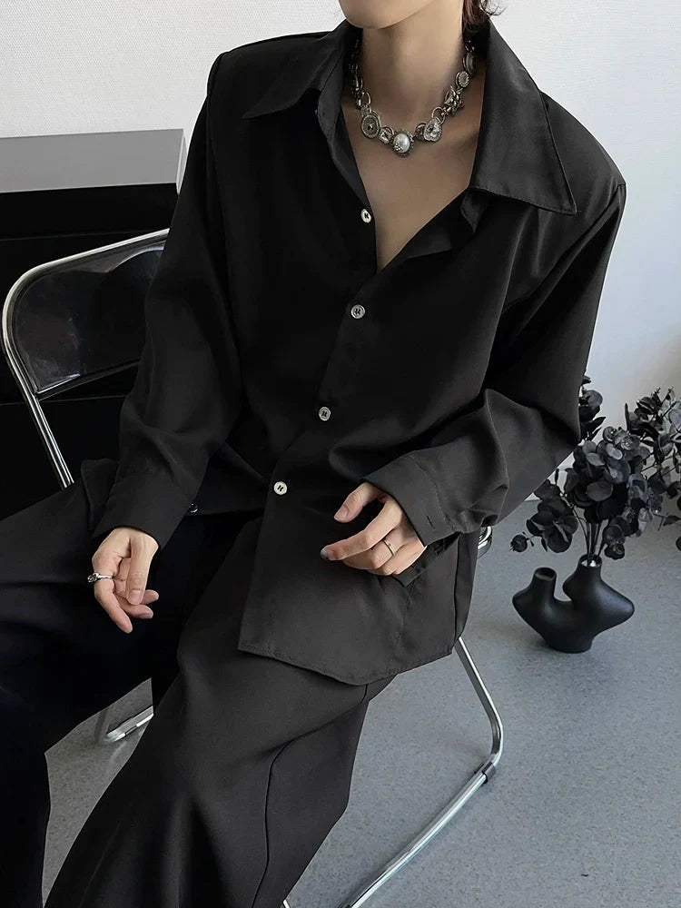 Shoulder-Pad Oversize Long Sleeve Shirt