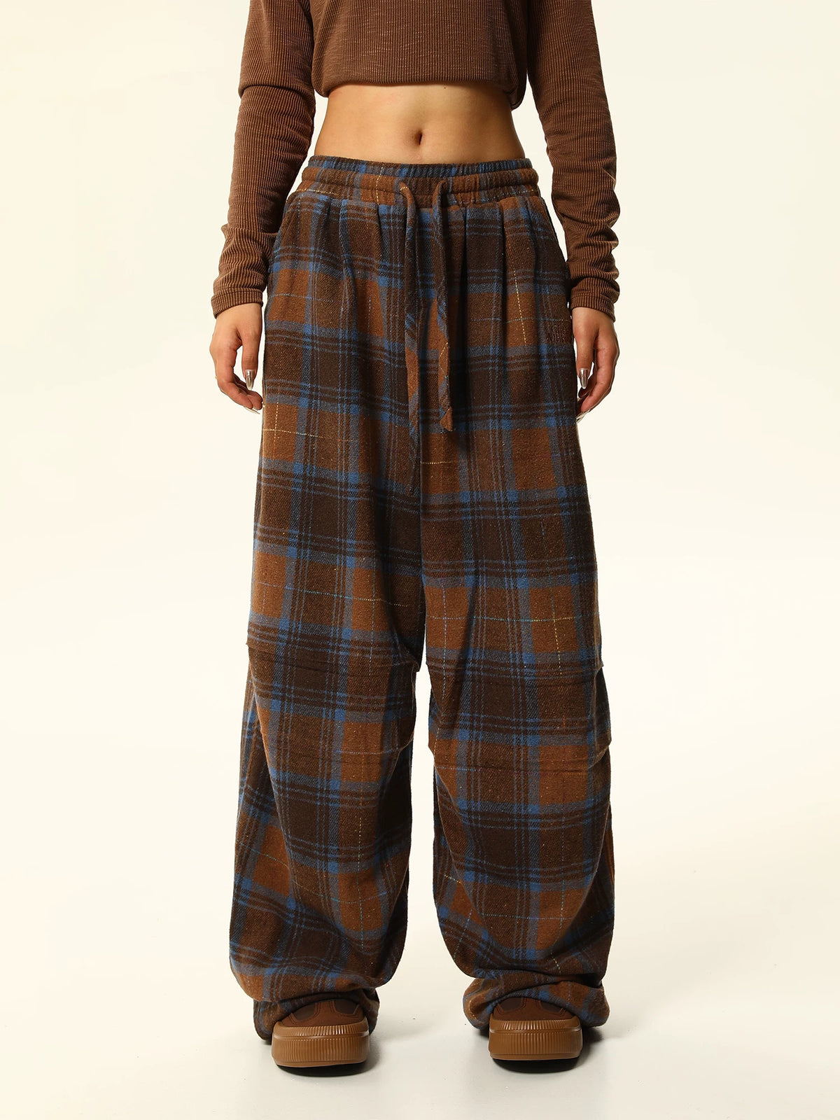 Retro Plaid Casual Pants