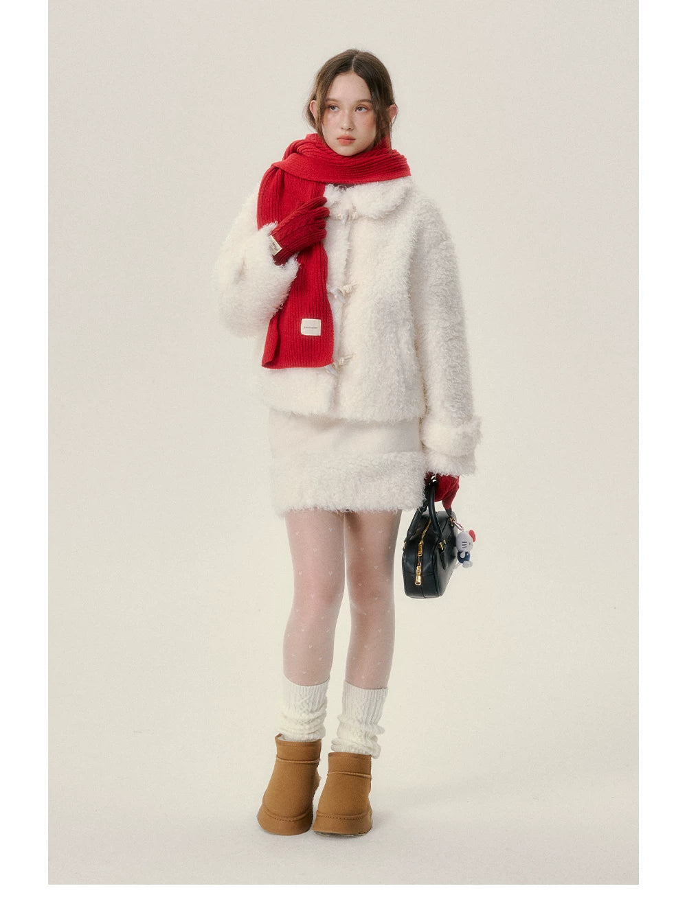 Fake Fur Hoodie & Short Skirt Setup
