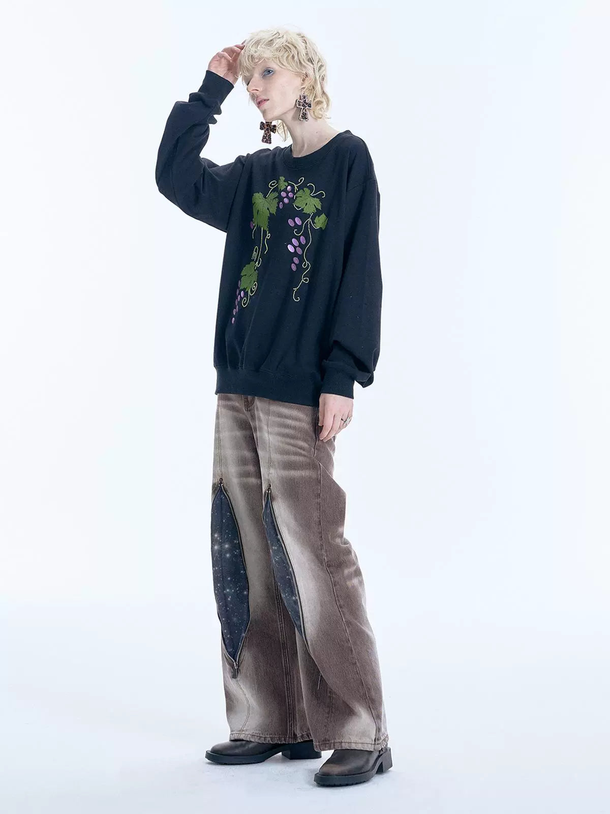 Grape Design Pullover Sweatshirt