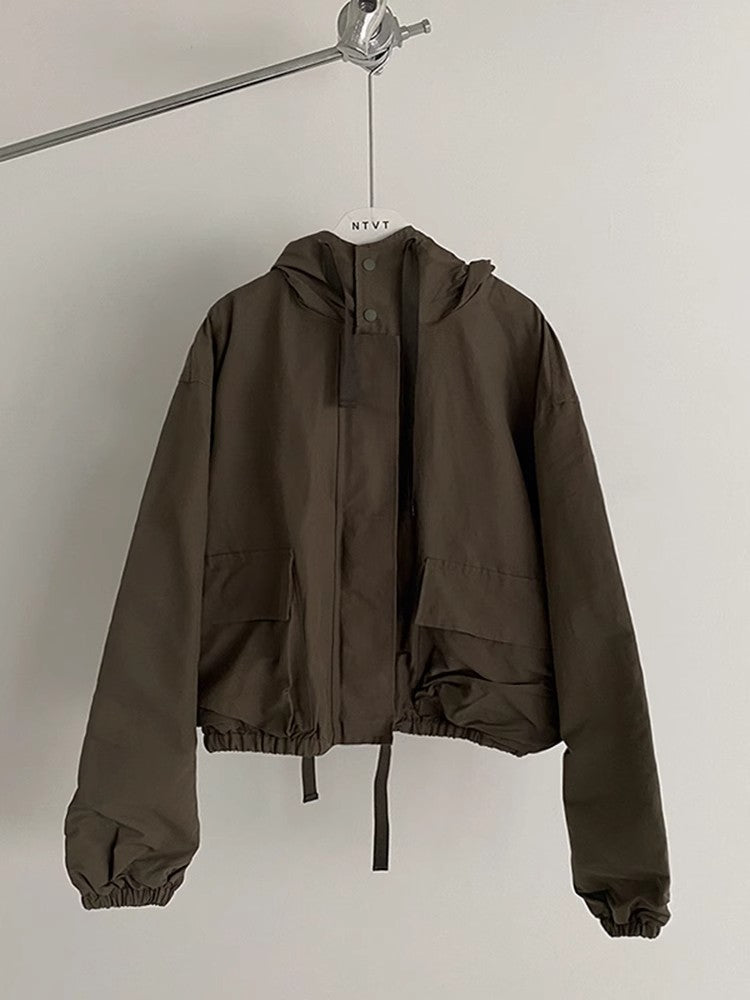Standing Collar Outdoor Hooded Jacket