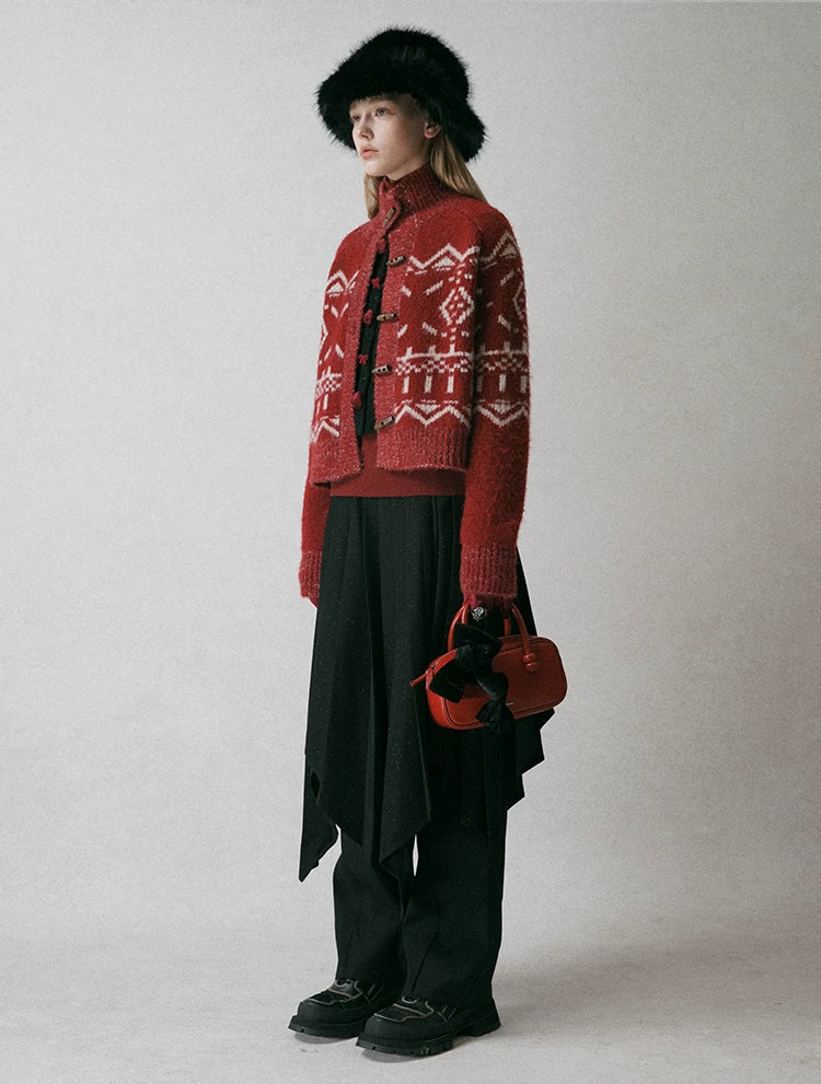 Fair Isle Jacquard Knit Cardigan