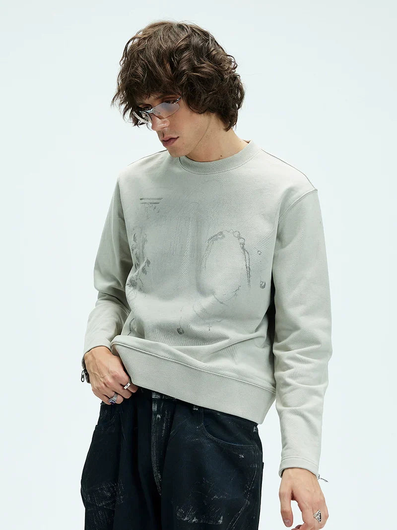 Graffiti Design Round Neck Pullover Sweatshirt