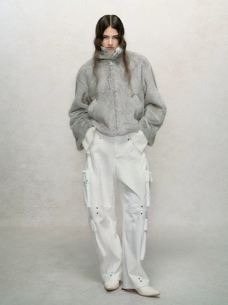 Reversible Short Fake Fur Zipper Jacket