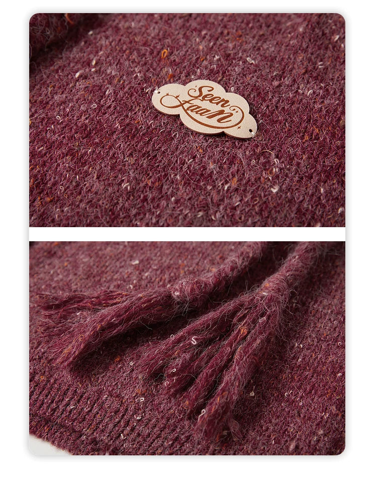 Textured Hooded Knit Sweater & Long Knit Skirt Setup
