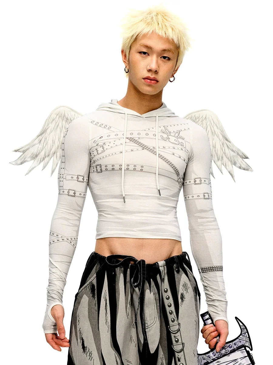 Angel Wing Hooded Long Sleeve T-Shirt