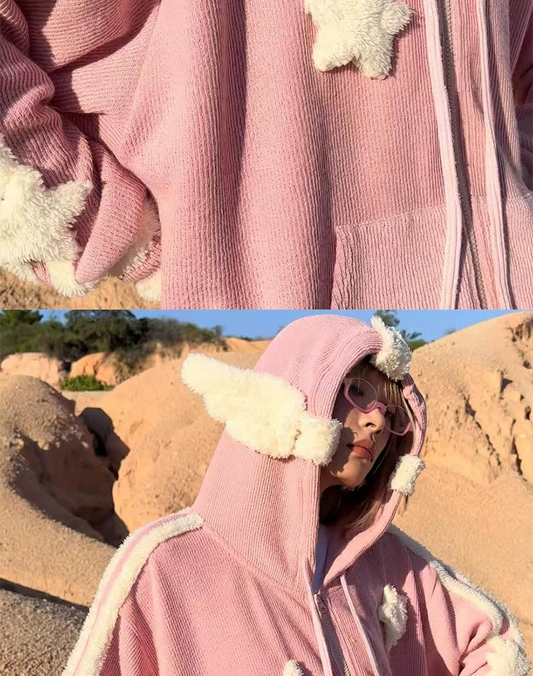 Gilet zippé en maille avec ailes d'ange et étoile