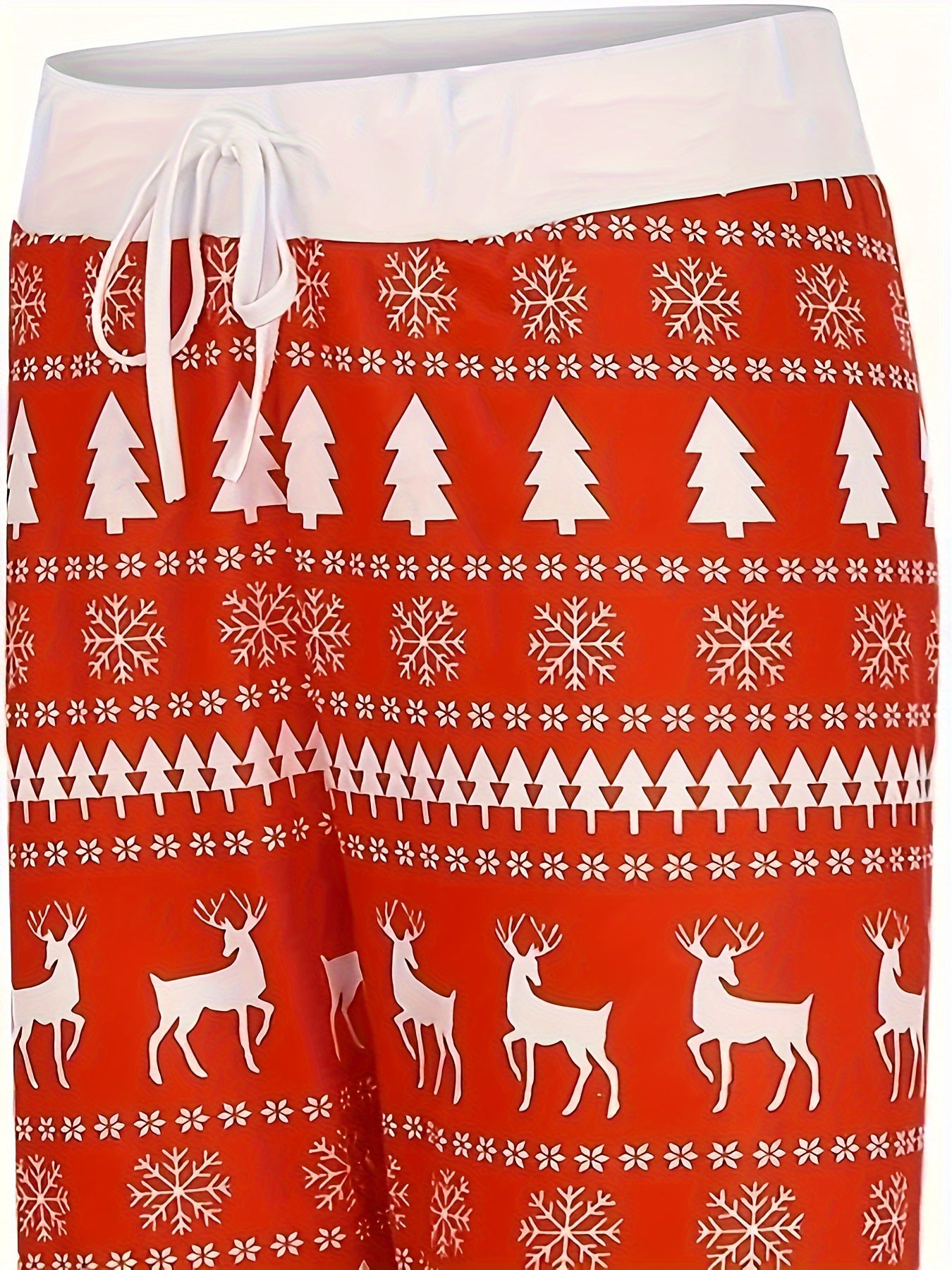 pantaloni rossi con stampa di albero di Natale