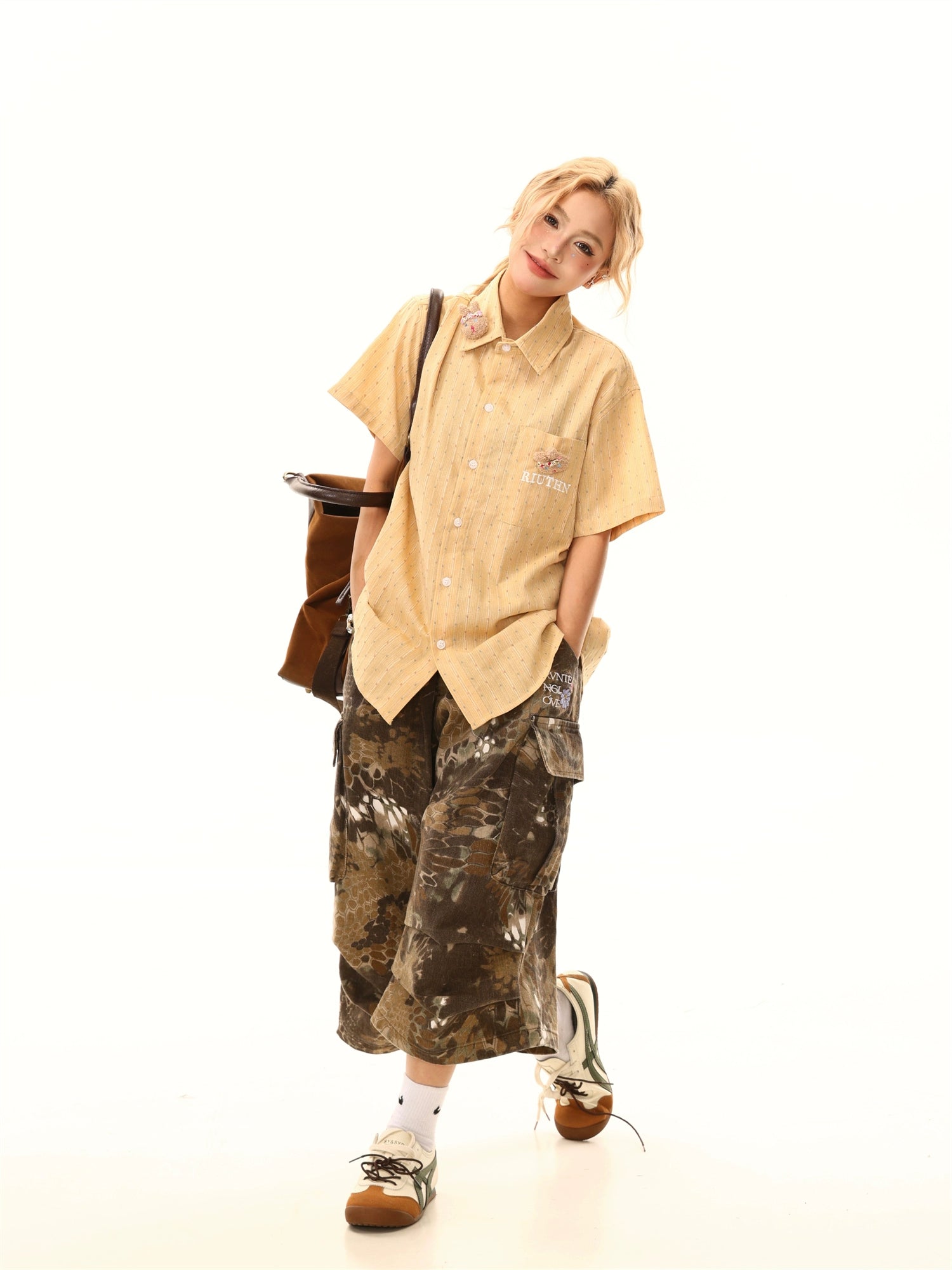 Snake Print Design Cargo Jorts
