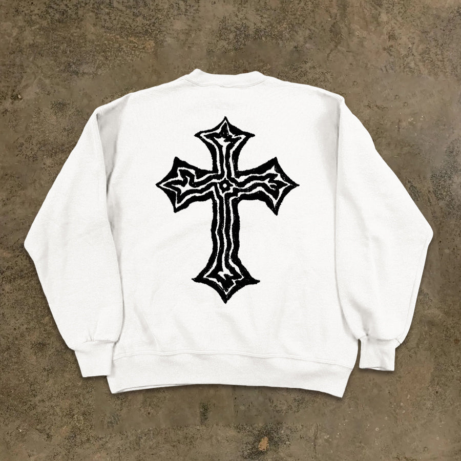 Graffiti Cross Print Sweatshirt