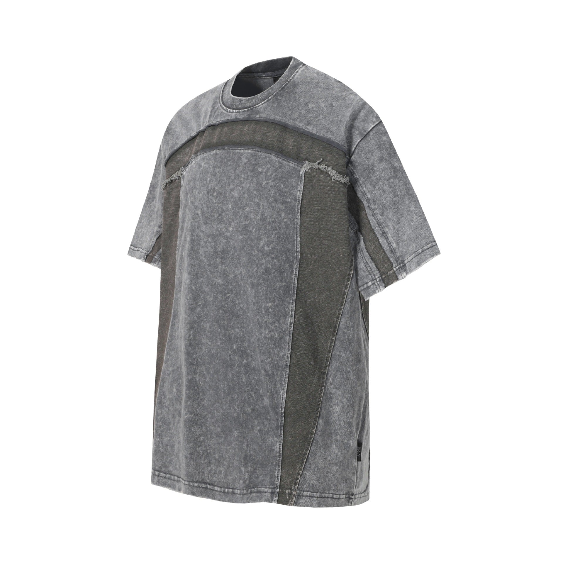 Washed Panel Design Short Sleeve T-Shirt