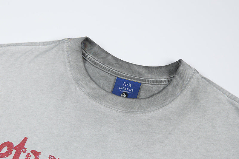 Washed Portrait Print Short Sleeve T-Shirt
