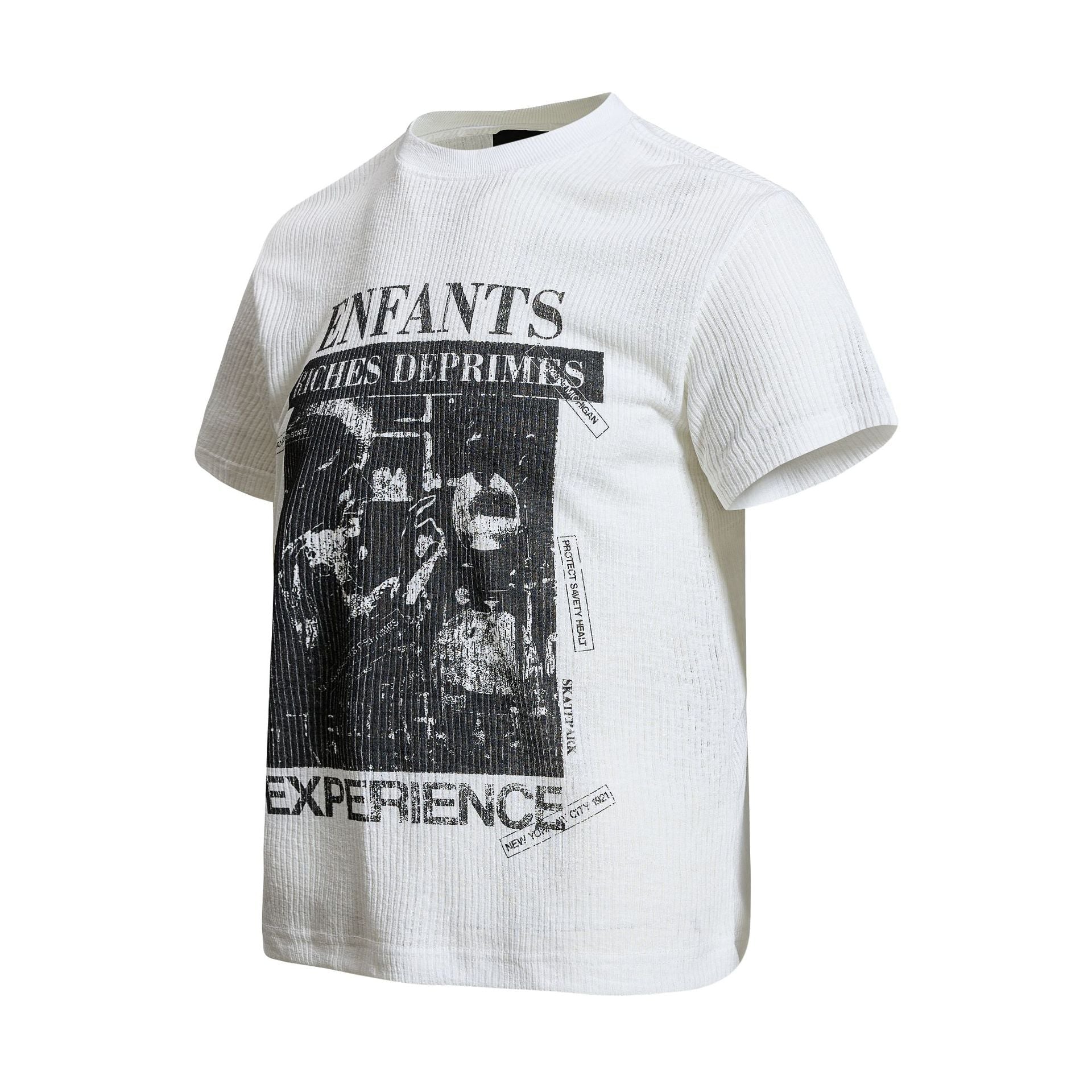 Ribbed Graphic Art Print Short Sleeve T-Shirt