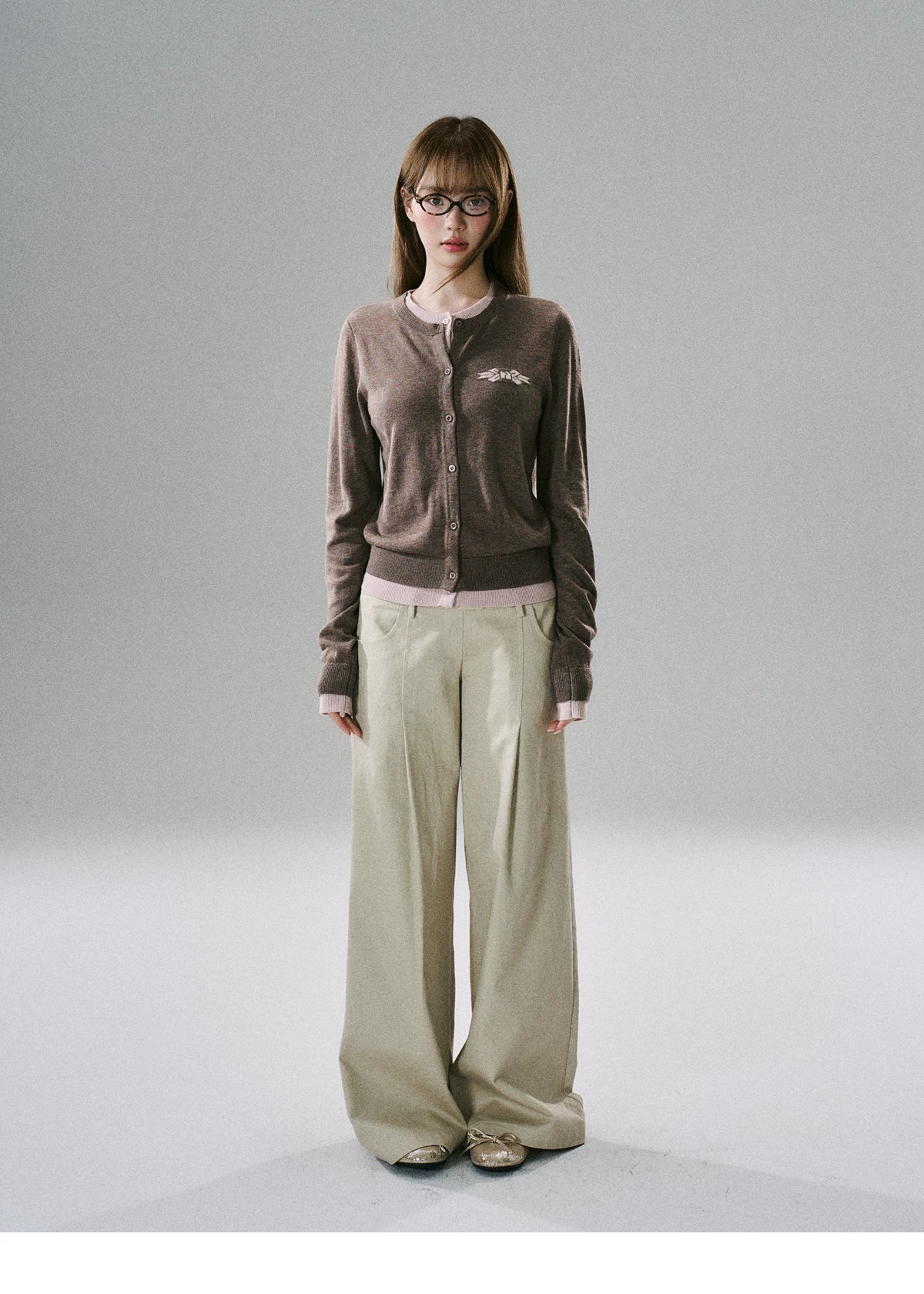 Logo Embroidery Knit Cardigan