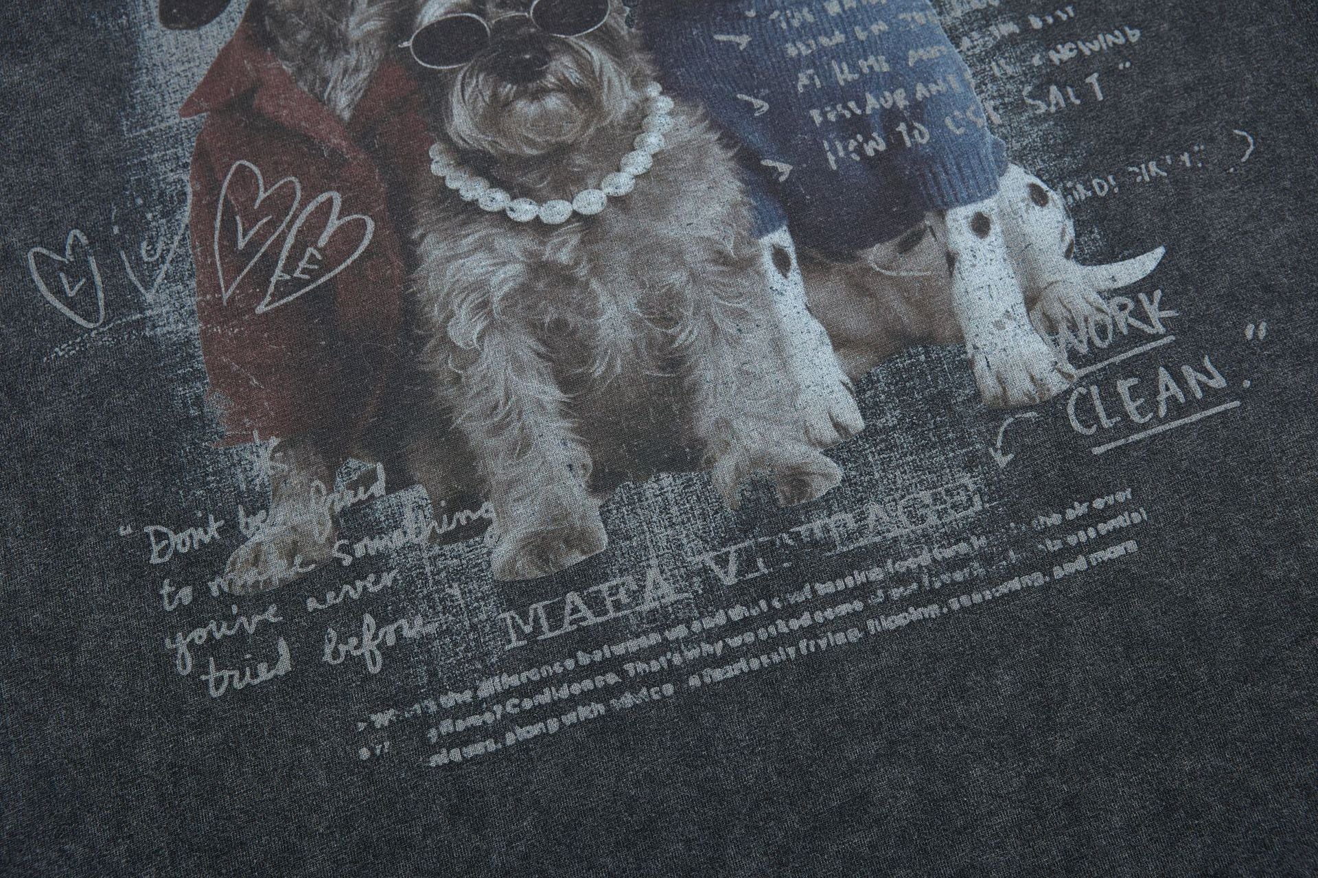 Washed Dog Graphic Cotton Oversize Short Sleeve T-Shirt